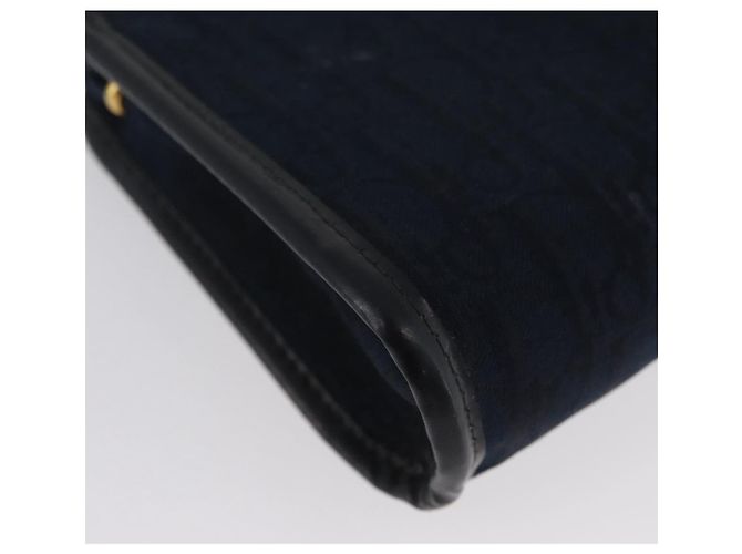 Borsa Clutch in Tela Trotter Christian Dior 2 Pezzi Blu Navy Oro Auth ep13971 - vista 13