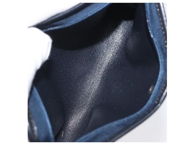 Borsa Clutch in Tela Trotter Christian Dior 2 Pezzi Blu Navy Oro Auth ep13971 - vista 14