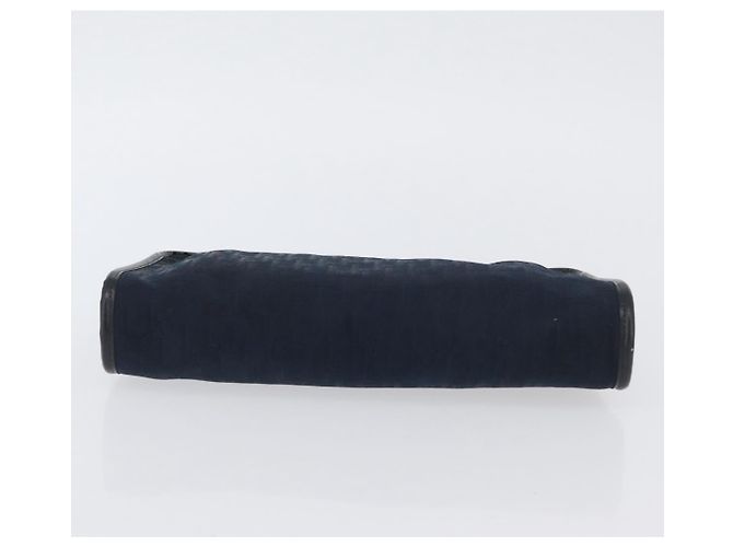Borsa Clutch in Tela Trotter Christian Dior 2 Pezzi Blu Navy Oro Auth ep13971 - vista 6