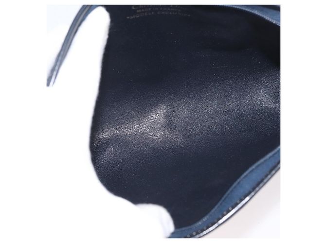 Borsa Clutch in Tela Trotter Christian Dior 2 Pezzi Blu Navy Oro Auth ep13971 - vista 8