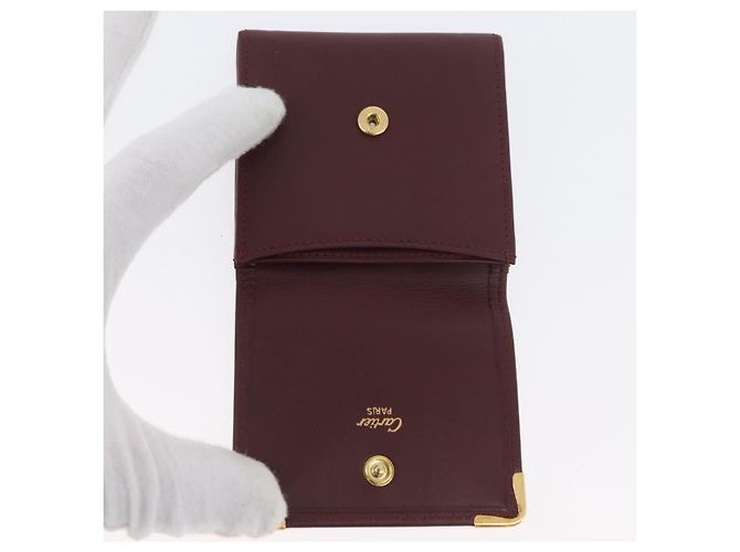 Monedero de cuero burdeos Must Line de CARTIER con dorado Auth BSZ452A - vista 12