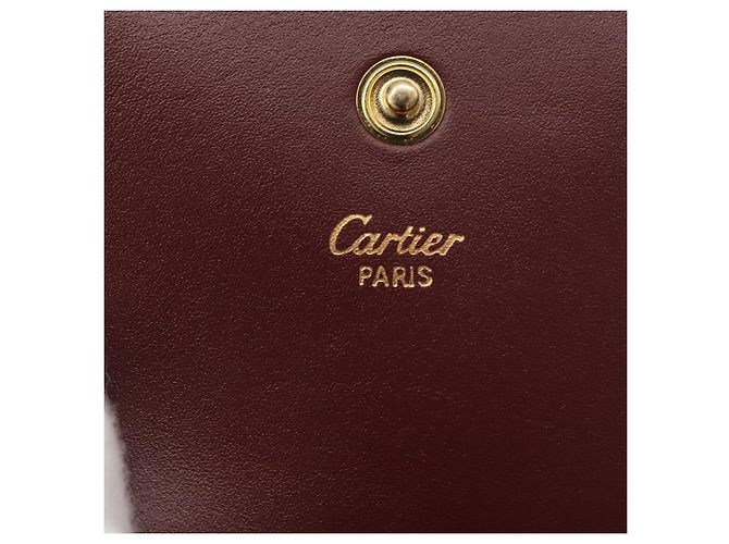 Monedero de cuero burdeos Must Line de CARTIER con dorado Auth BSZ452A - vista 13