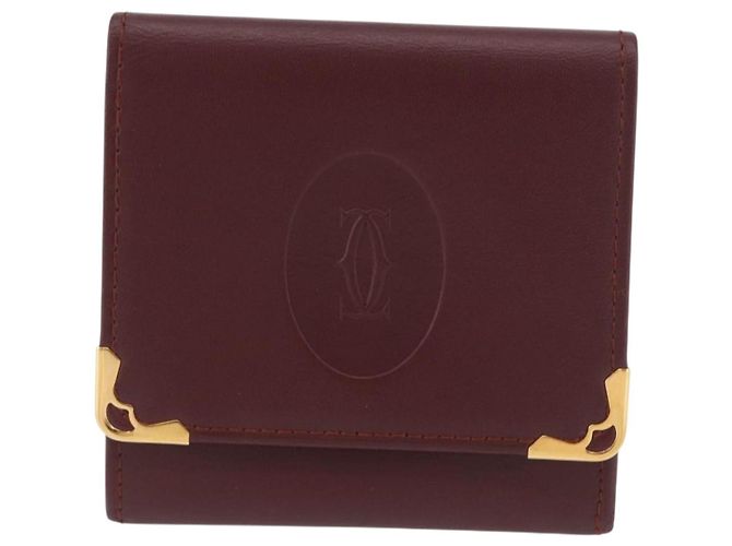 Monedero de cuero burdeos Must Line de CARTIER con dorado Auth BSZ452A - vista 2