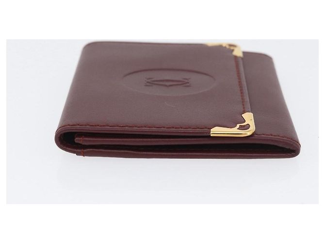 Monedero de cuero burdeos Must Line de CARTIER con dorado Auth BSZ452A - vista 5