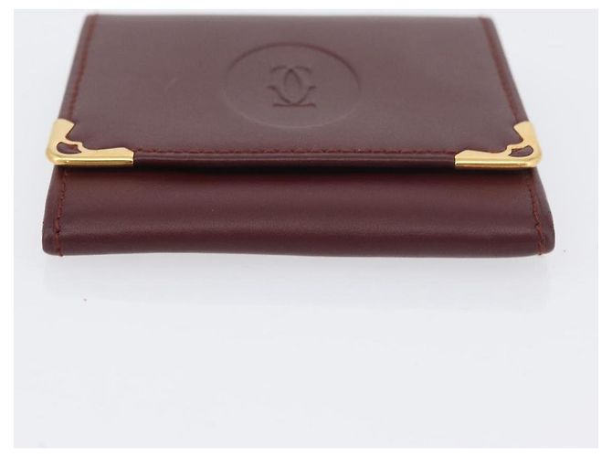 Monedero de cuero burdeos Must Line de CARTIER con dorado Auth BSZ452A - vista 7