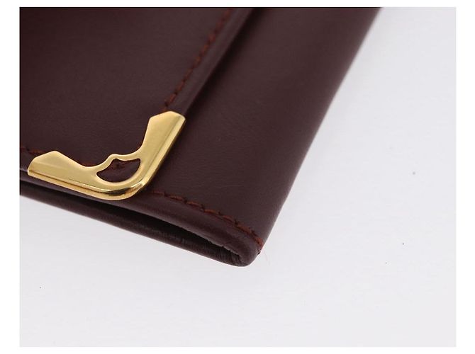 Monedero de cuero burdeos Must Line de CARTIER con dorado Auth BSZ452A - vista 8