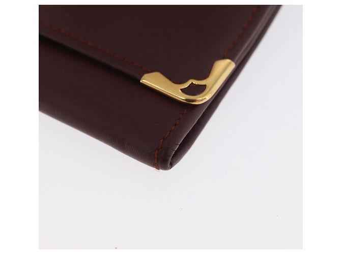 Monedero de cuero burdeos Must Line de CARTIER con dorado Auth BSZ452A - vista 9