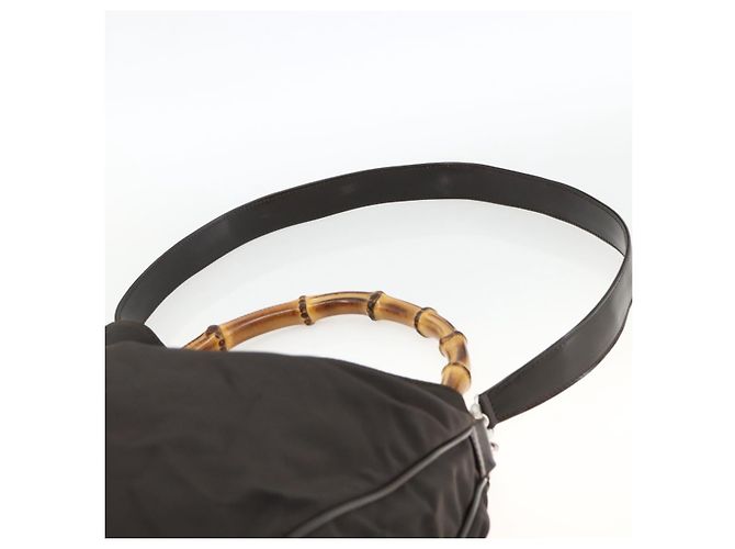 Borsa a Spalla GUCCI Bamboo Nylon 2in1 Marrone Argento 001 1781 1577 Auth gh1931 - vista 10