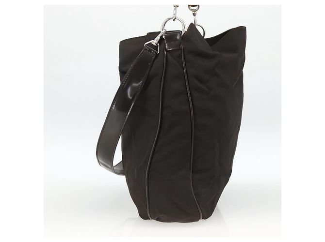 Borsa a Spalla GUCCI Bamboo Nylon 2in1 Marrone Argento 001 1781 1577 Auth gh1931 - vista 5