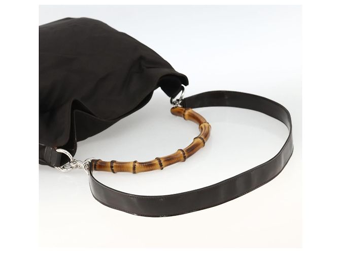 Borsa a Spalla GUCCI Bamboo Nylon 2in1 Marrone Argento 001 1781 1577 Auth gh1931 - vista 9