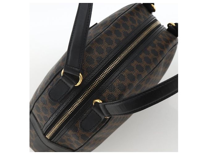 Céline Borsa a mano in tela Macadam CELINE in pelle PVC nera e oro Auth AMZ525A Nero D'oro - vista 6