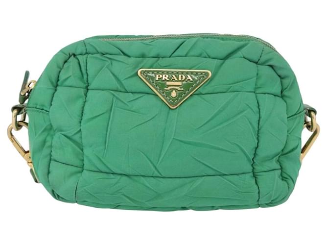 Borsa a Spalla PRADA Nylon Verde Oro Auth LNZ781 D'oro - vista 2