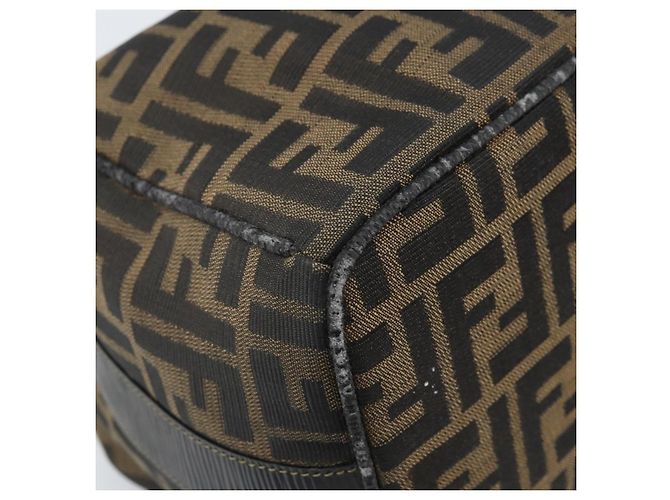 FENDI Zucca Canvas Handtasche braun schwarz Auth LNZ770 - Ansicht 10