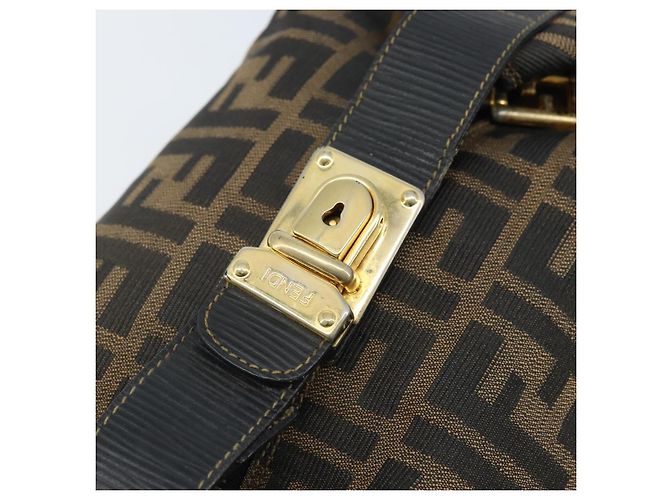 FENDI Zucca Canvas Handtasche braun schwarz Auth LNZ770 - Ansicht 13
