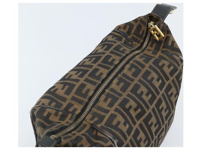 FENDI Zucca Canvas Handtasche braun schwarz Auth LNZ770 - Ansicht 14
