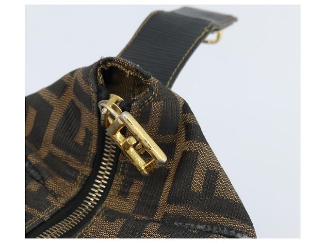 FENDI Zucca Canvas Handtasche braun schwarz Auth LNZ770 - Ansicht 15