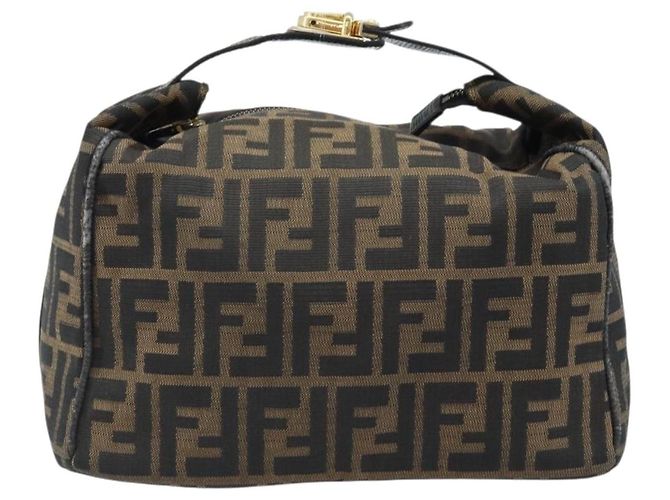 FENDI Zucca Canvas Handtasche braun schwarz Auth LNZ770 - Ansicht 2