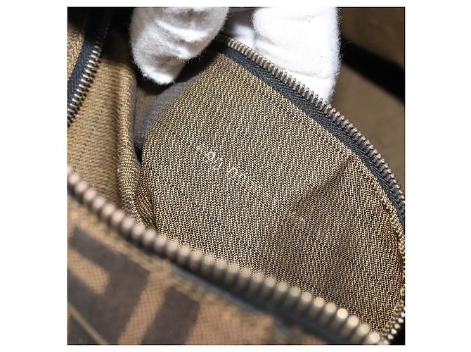 FENDI Zucca Canvas Handtasche braun schwarz Auth LNZ770 - Ansicht 22