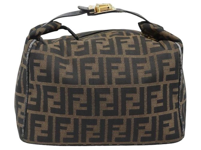 FENDI Zucca Canvas Handtasche braun schwarz Auth LNZ770 - Ansicht 3
