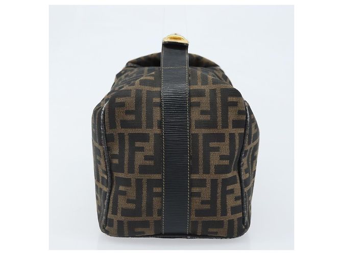 FENDI Zucca Canvas Handtasche braun schwarz Auth LNZ770 - Ansicht 4