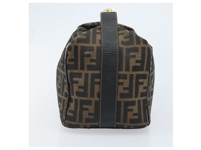FENDI Zucca Canvas Handtasche braun schwarz Auth LNZ770 - Ansicht 5