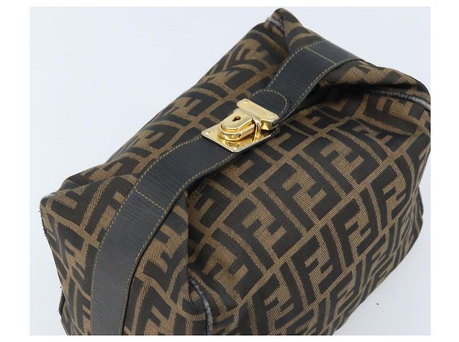 FENDI Zucca Canvas Handtasche braun schwarz Auth LNZ770 - Ansicht 6