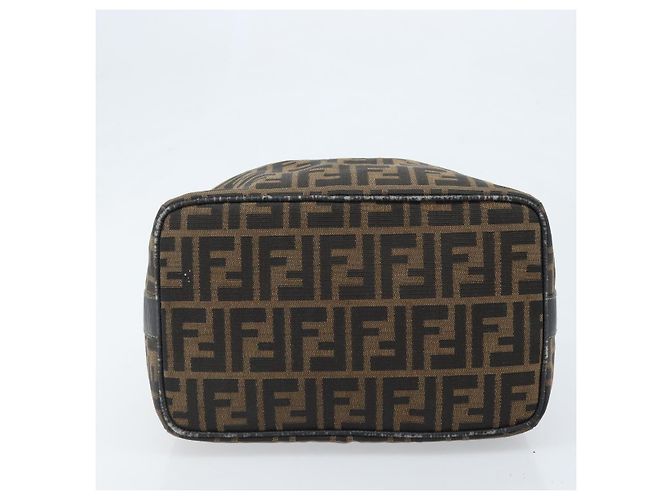 FENDI Zucca Canvas Handtasche braun schwarz Auth LNZ770 - Ansicht 8