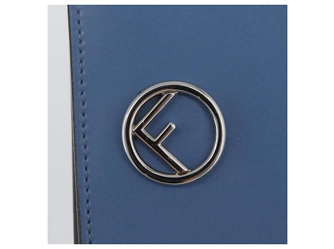 FENDI F-Is Portafoglio Bifold in Pelle Azzurro Chiaro Argento Auth am11084A Blu chiaro - vista 12