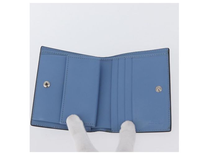 FENDI F-Is Portafoglio Bifold in Pelle Azzurro Chiaro Argento Auth am11084A Blu chiaro - vista 13
