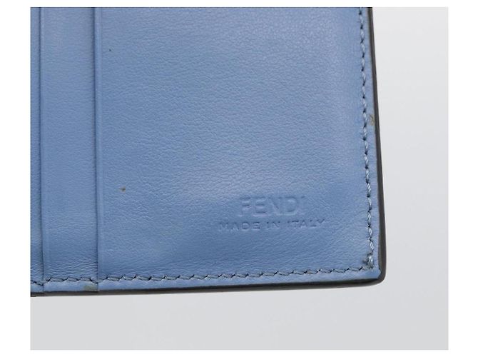 FENDI F-Is Portafoglio Bifold in Pelle Azzurro Chiaro Argento Auth am11084A Blu chiaro - vista 14