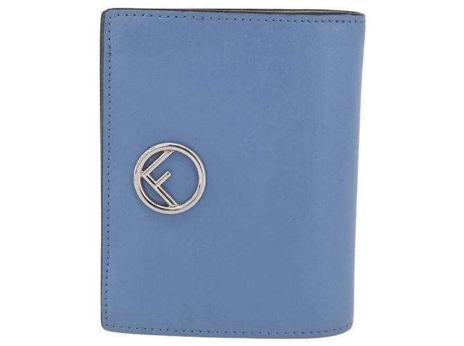 FENDI F-Is Portafoglio Bifold in Pelle Azzurro Chiaro Argento Auth am11084A Blu chiaro - vista 2
