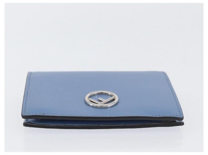 FENDI F-Is Portafoglio Bifold in Pelle Azzurro Chiaro Argento Auth am11084A Blu chiaro - vista 5