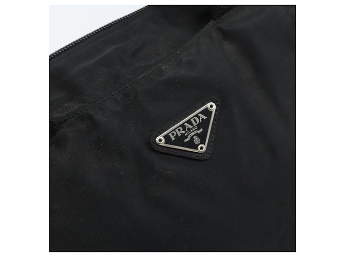 PRADA Borsa a mano in nylon nero argento Auth ARZ607 - vista 14