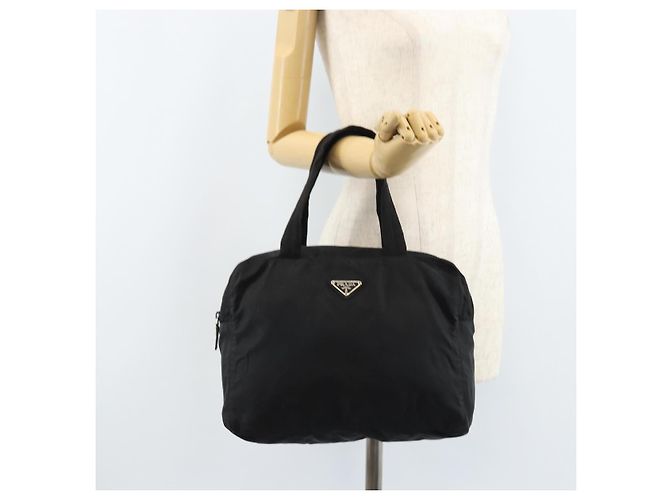 PRADA Borsa a mano in nylon nero argento Auth ARZ607 - vista 23