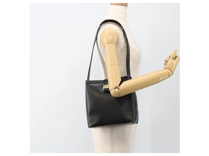 Borsa a Spalla Vala in Pelle Nera e Oro Salvatore Ferragamo Auth gh1917 Nero D'oro - vista 21
