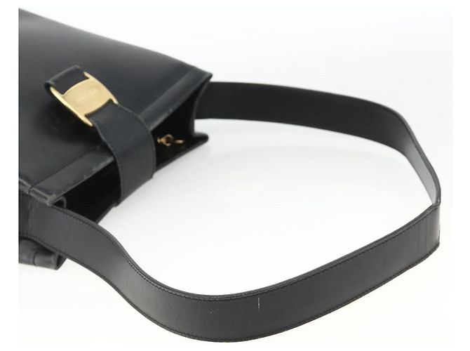Borsa a Spalla Vala in Pelle Nera e Oro Salvatore Ferragamo Auth gh1917 Nero D'oro - vista 7