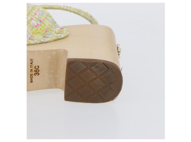 Sandali CHANEL COCO Mark Tweed Giallo CC Auth AMZ178M - vista 10