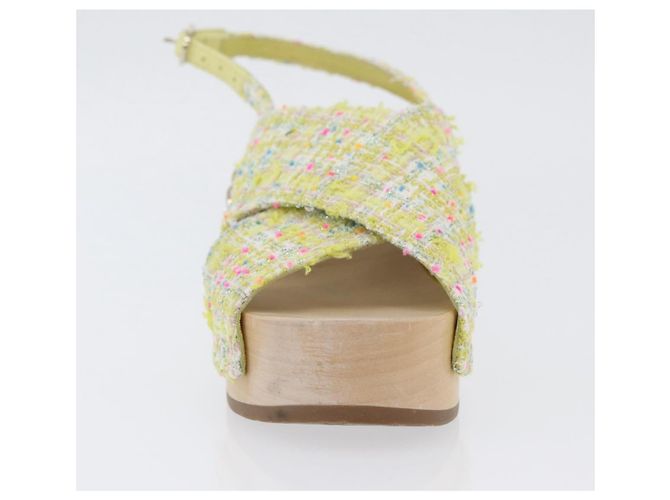 Sandali CHANEL COCO Mark Tweed Giallo CC Auth AMZ178M - vista 11