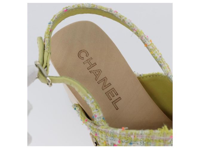 Sandali CHANEL COCO Mark Tweed Giallo CC Auth AMZ178M - vista 13