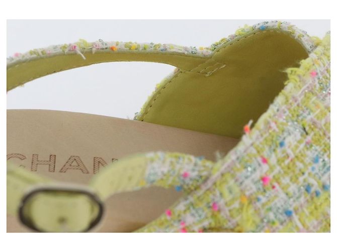 Sandali CHANEL COCO Mark Tweed Giallo CC Auth AMZ178M - vista 14