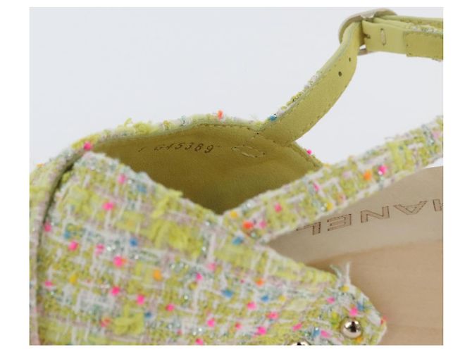 Sandali CHANEL COCO Mark Tweed Giallo CC Auth AMZ178M - vista 15