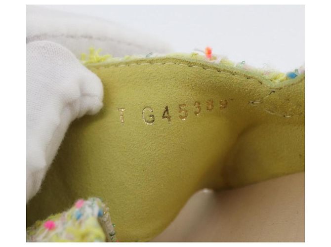 Sandali CHANEL COCO Mark Tweed Giallo CC Auth AMZ178M - vista 18