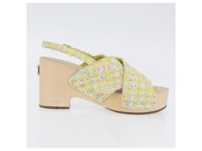 Sandali CHANEL COCO Mark Tweed Giallo CC Auth AMZ178M - vista 21