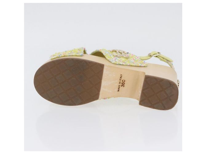 Sandali CHANEL COCO Mark Tweed Giallo CC Auth AMZ178M - vista 25