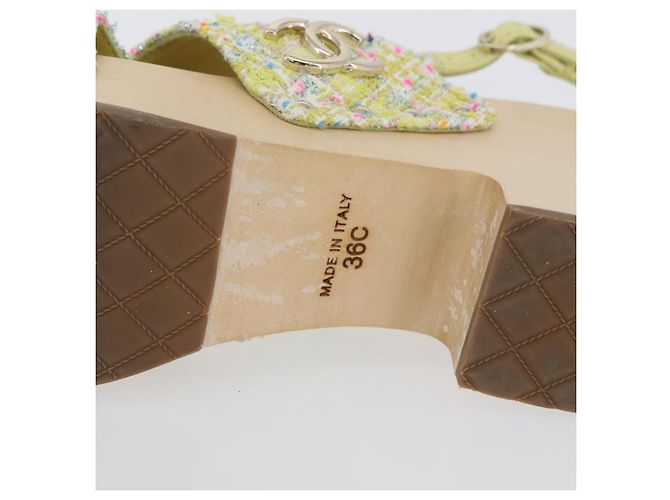 Sandali CHANEL COCO Mark Tweed Giallo CC Auth AMZ178M - vista 27