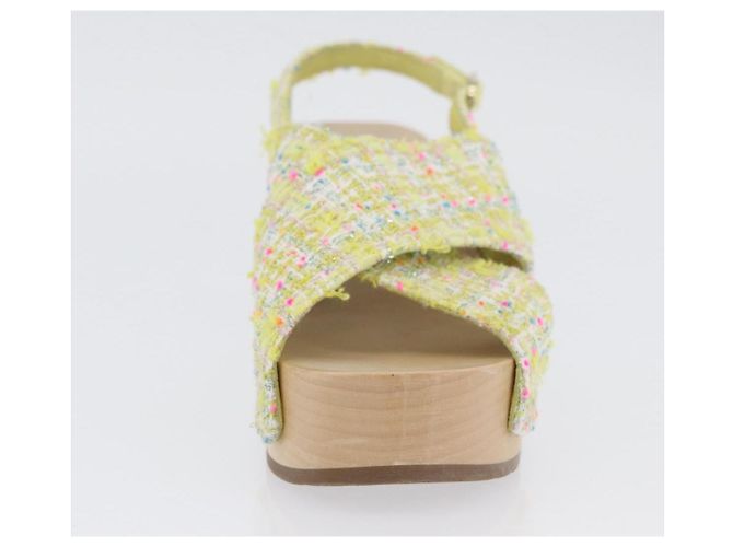 Sandali CHANEL COCO Mark Tweed Giallo CC Auth AMZ178M - vista 30