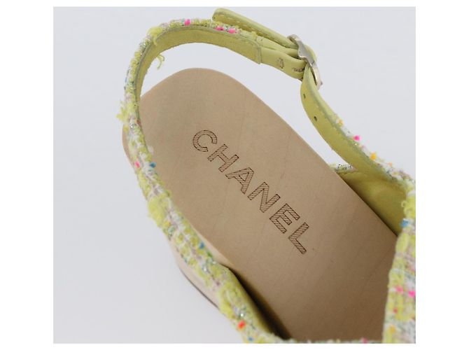 Sandali CHANEL COCO Mark Tweed Giallo CC Auth AMZ178M - vista 32