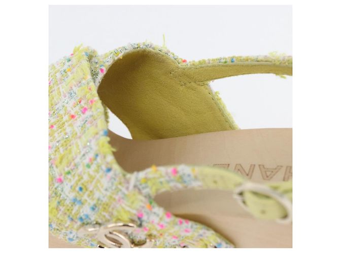 Sandali CHANEL COCO Mark Tweed Giallo CC Auth AMZ178M - vista 34