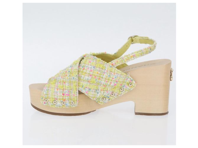 Sandali CHANEL COCO Mark Tweed Giallo CC Auth AMZ178M - vista 5
