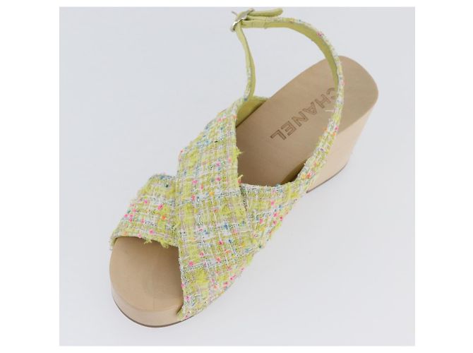 Sandali CHANEL COCO Mark Tweed Giallo CC Auth AMZ178M - vista 6